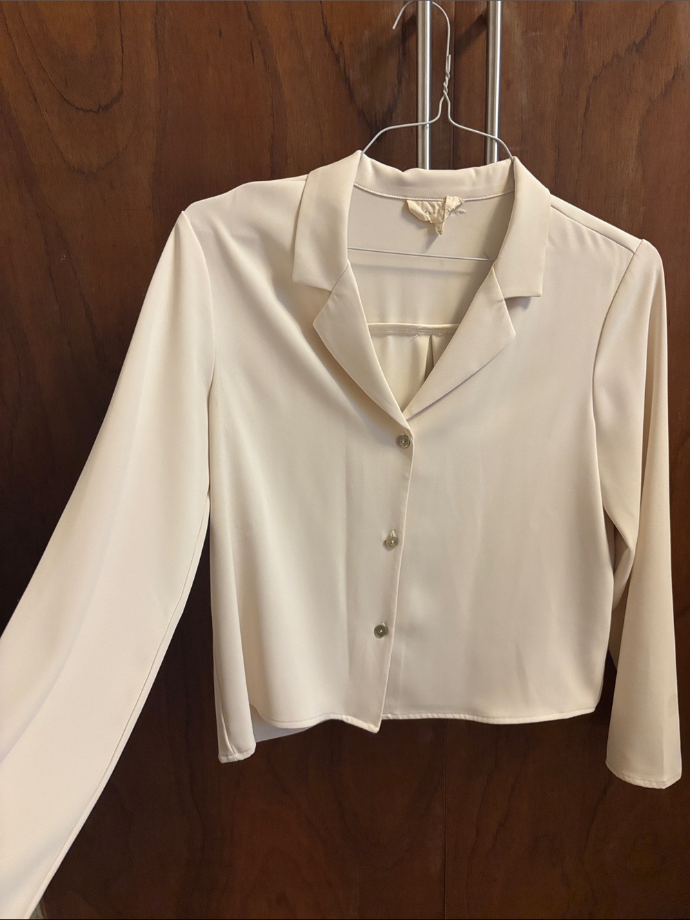 MELLODAY Cream Button-Front Lightweight Blazer